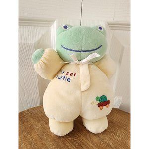 Carters Starters My Pet Turtle Frog Plush Rattle 8" Yellow Green Stuffed EUC